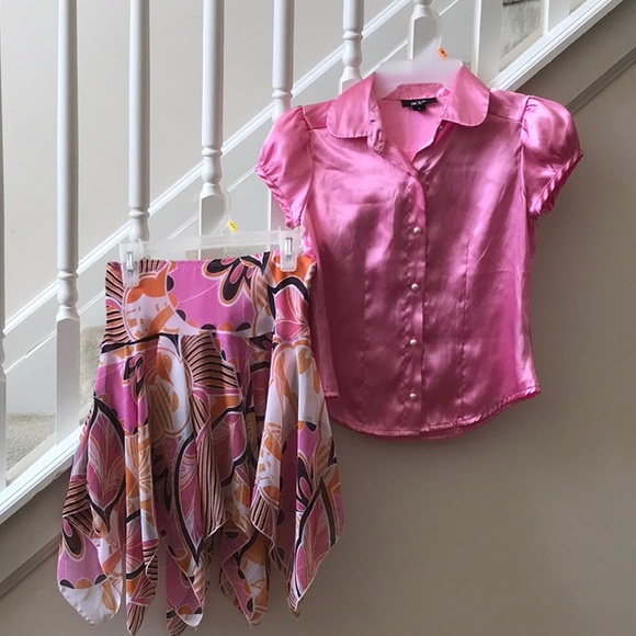 BCX Girl 2 Piece Short Sleeve Shirt Set - Picture 1 of 8